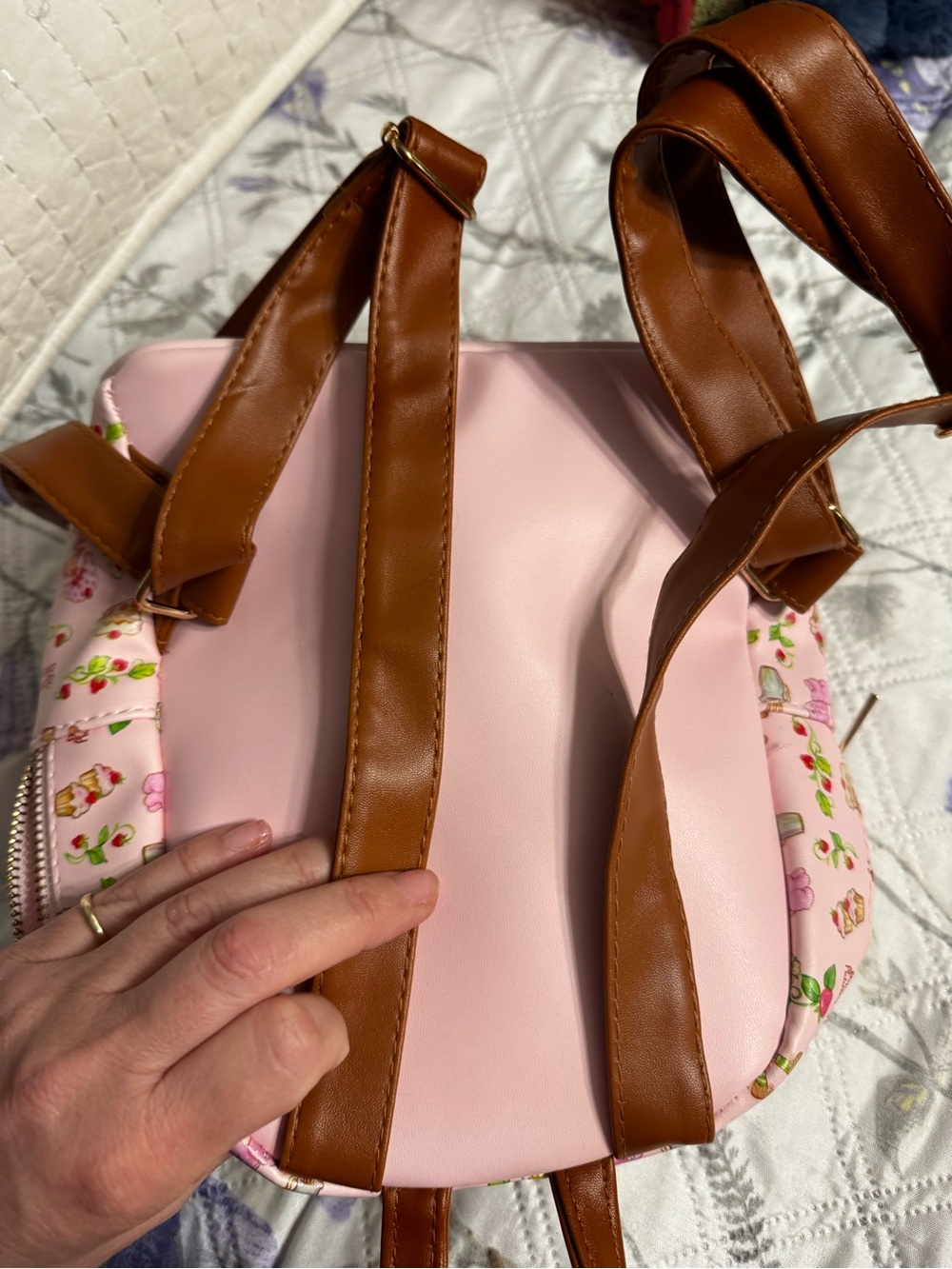 Strawberry Shortcake Pink Mini Backpack - Cute Cartoon Print - Picture 4 of 6